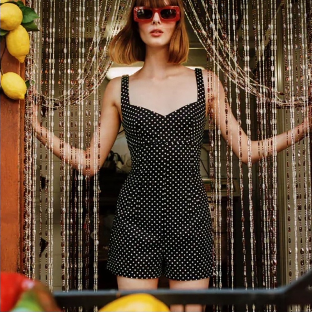 NWT - Zara Polka Dot Black and White Jumpsuit
